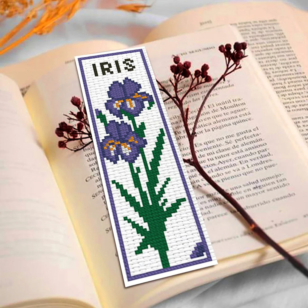 6Pcs Rose DIY Cotton Single-Sided Stamped Needlepoint Bookmark Kit 47x28cm