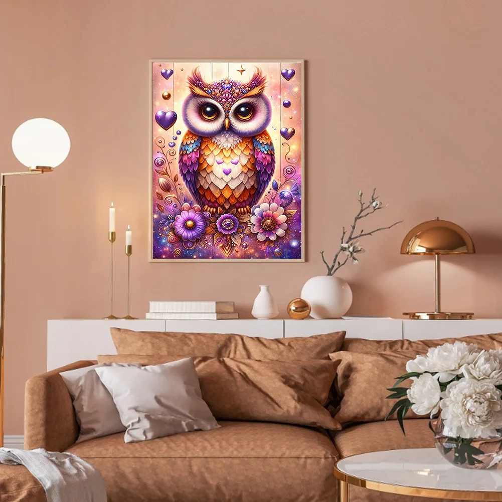 Diamond Painting - Full Round Drill - Flower Owl(Canvas|30*40cm)