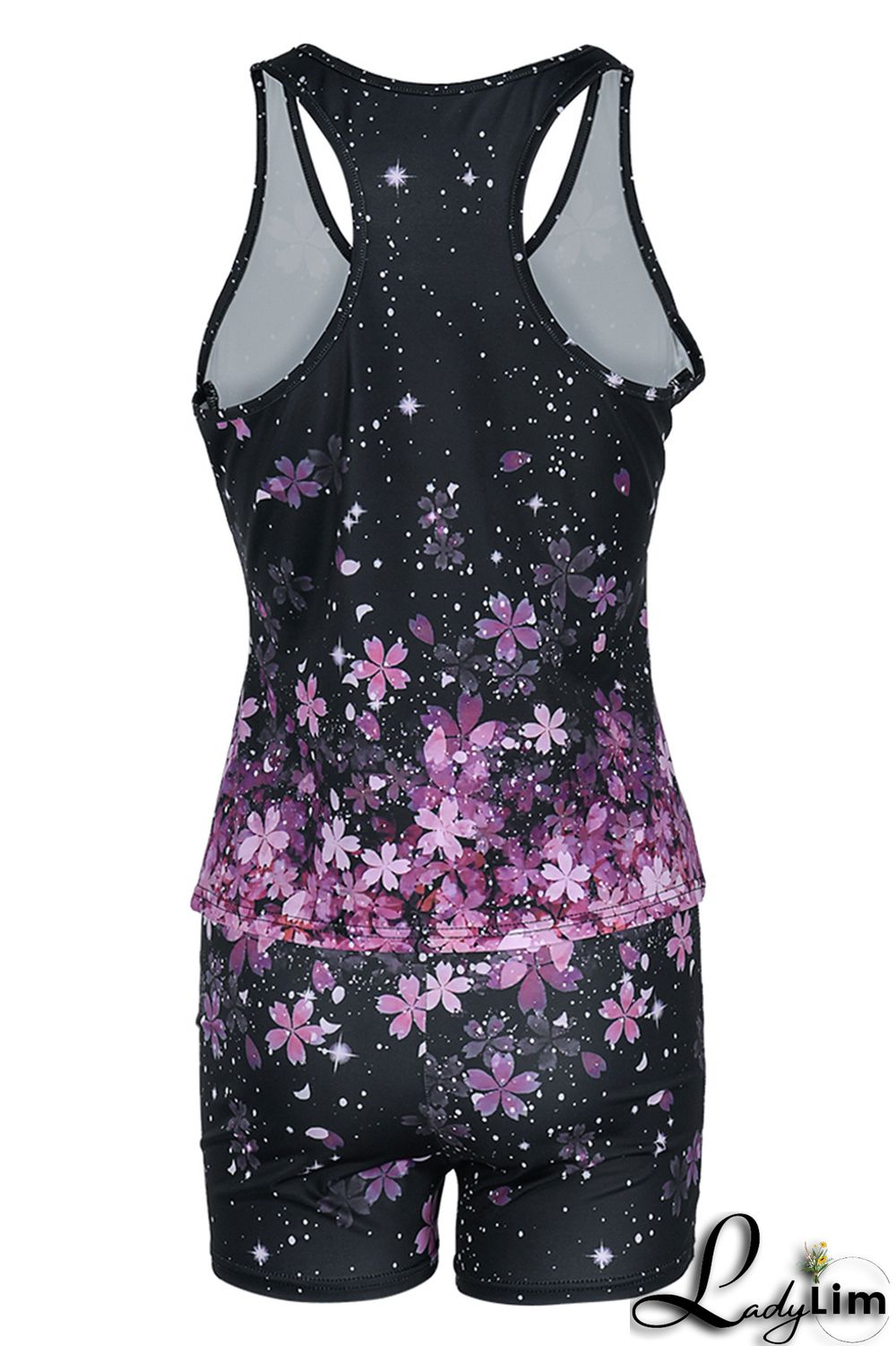 Black Pink Fashion Casual Print Basic U Neck Sleeveless Two Pieces