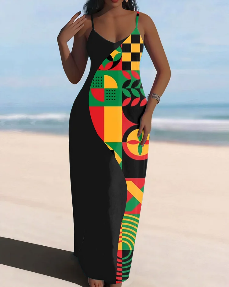 Sling Black History Floral Mosaic Pocket Dress