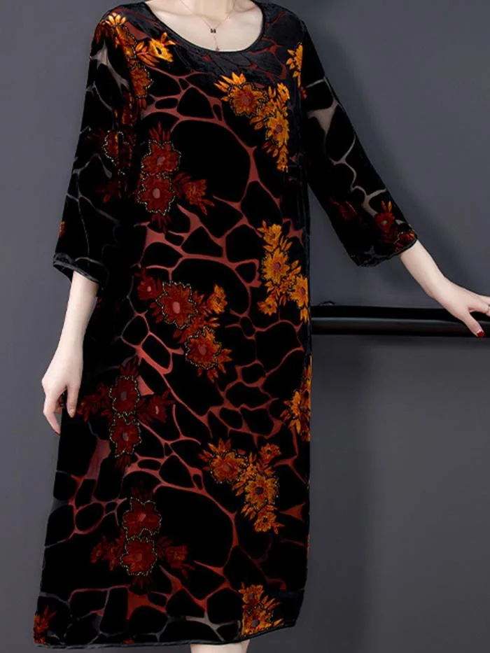 Fashion Plus Size Gold Velvet Dress