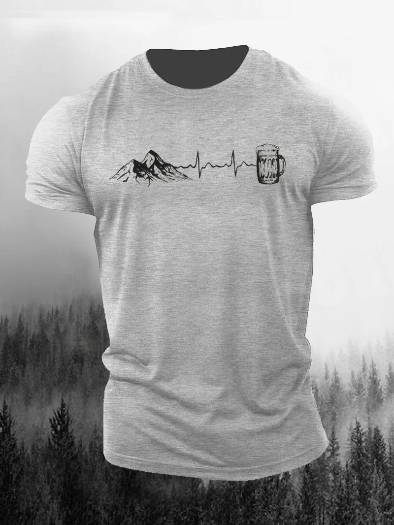 Men's Simple Cheers to the Mountain Printed Outdoor Cozy Casual T-shirt in  mildstyles