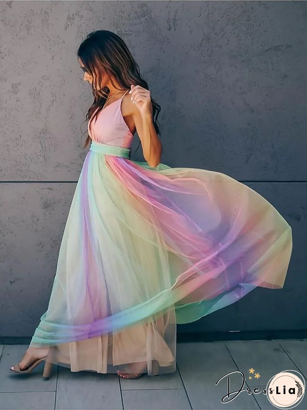 Women's Swing Dress Maxi long Dress Sleeveless Print Zipper Mesh Summer Sexy Rainbow S M L XL XXL