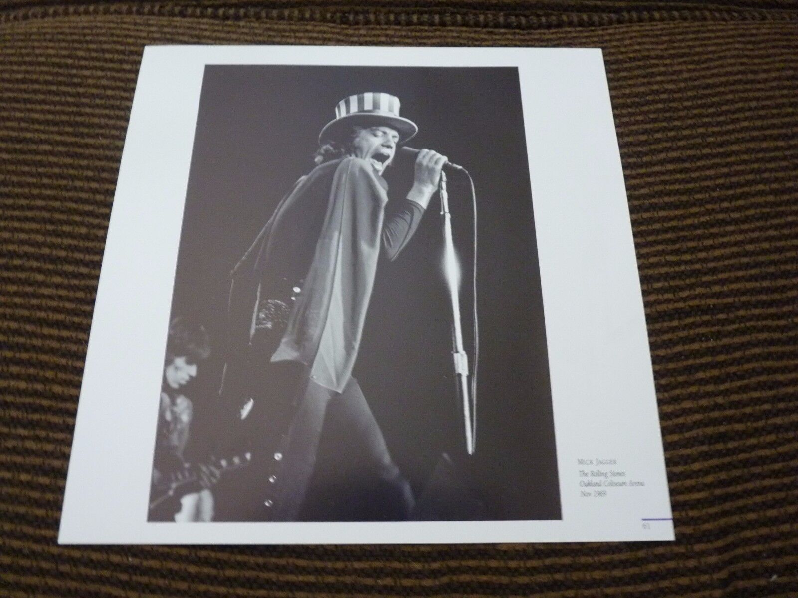 Single Page Mick Jagger Rolling Stones Oakland 1969 Coffee Table Book Photo Poster painting