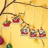 (US Only)5pcs Xmas Theme 2D Flat DIY Hanging Diamond Art Kits Home Wall Decoration Crafts