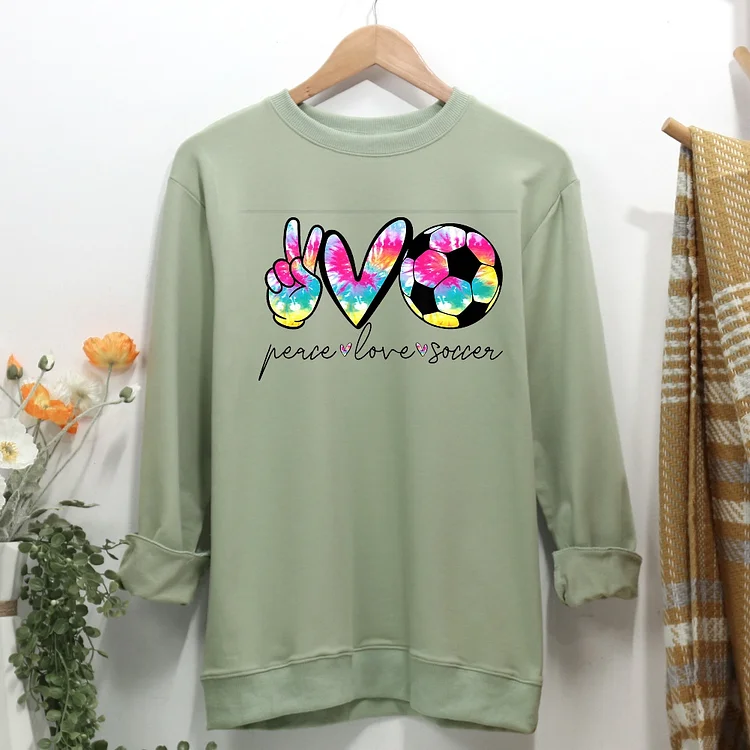 Peace Love Soccer Women Casual Sweatshirt-Annaletters
