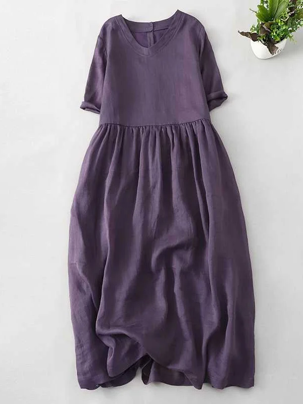 Women's new embroidered dress summer short-sleeved literary retro long knee-length skirt socialshop