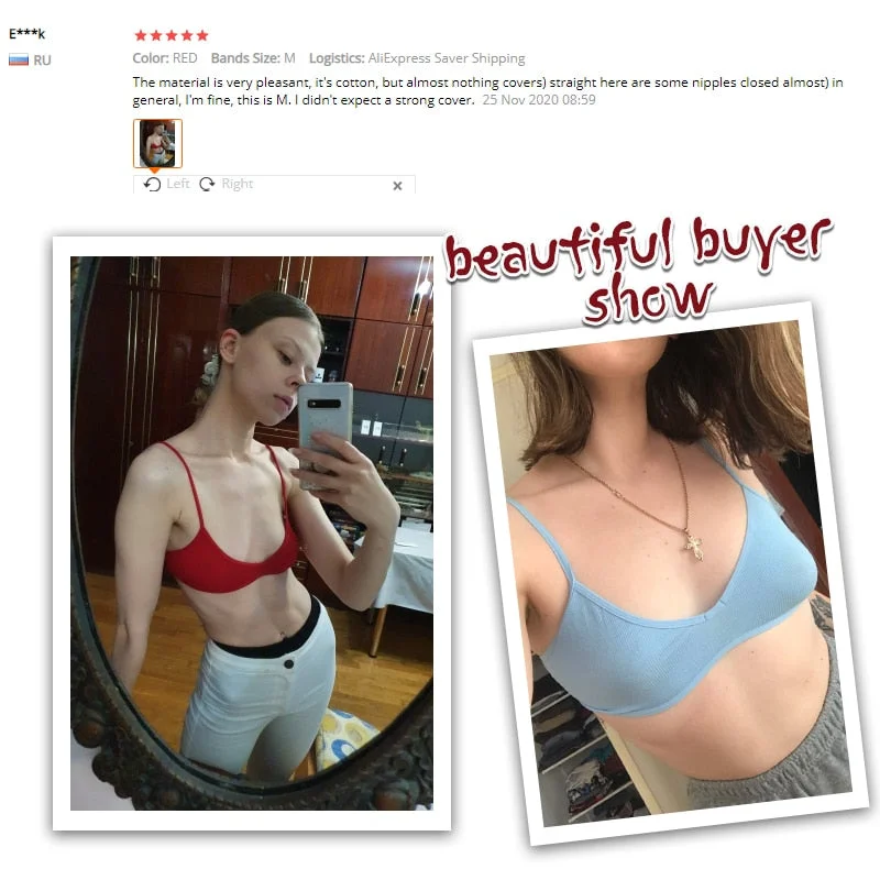 Ribbed Cotton Bralette Top Women Sexy Bra Lingerie Wireless Unpadded Bras Backless Brassiere Soft Thin Underwear Bralet