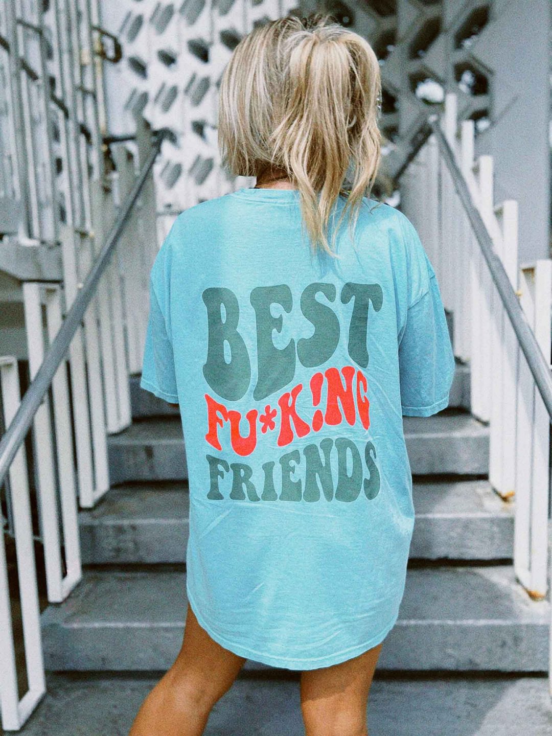 Women's Best Friends Print Oversized T-Shirt