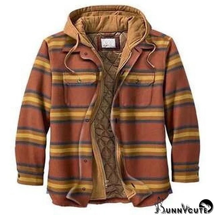 Men's Plaid Long Sleeve Oversized Hooded Jacket