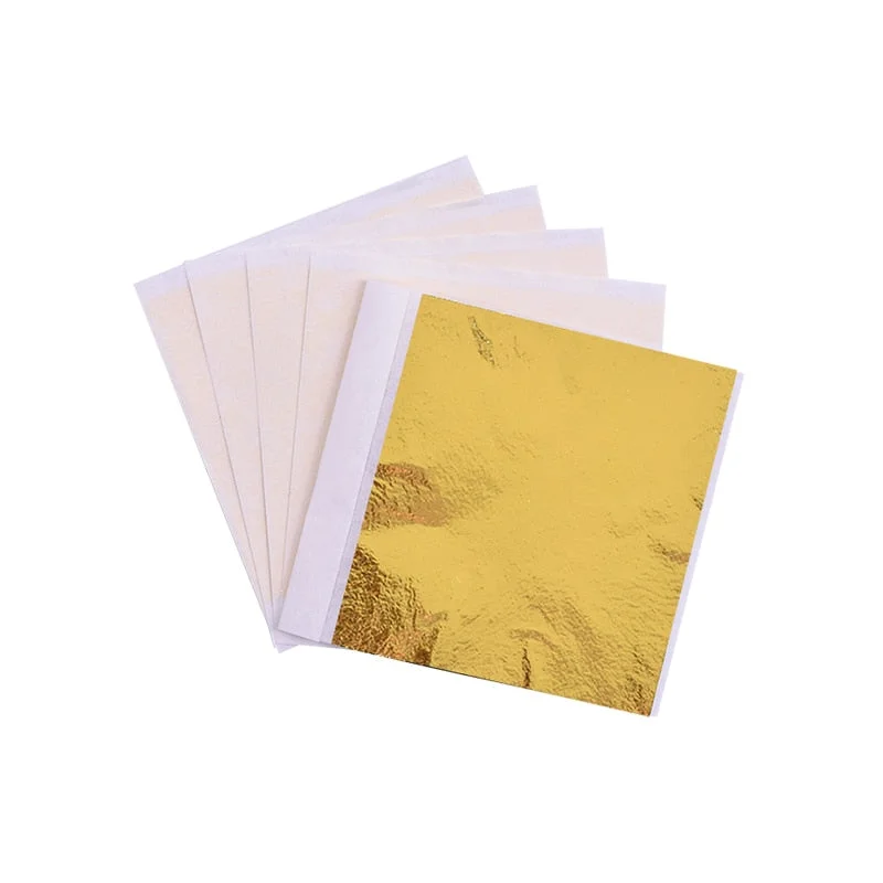 100pcs 8x8.5cm Art Craft Paper Imitation Gold Sliver Copper Leaf Leaves Sheets Foil Paper for Gilding DIY Craft Decoration