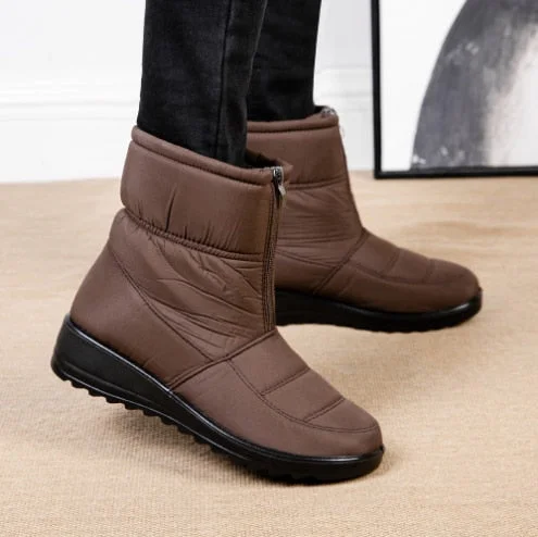 Waterproof Snow Boots for Women 2021 Winter Warm Plush Ankle Booties Front Zipper Non Slip Cotton Padded Shoes Woman Size 44