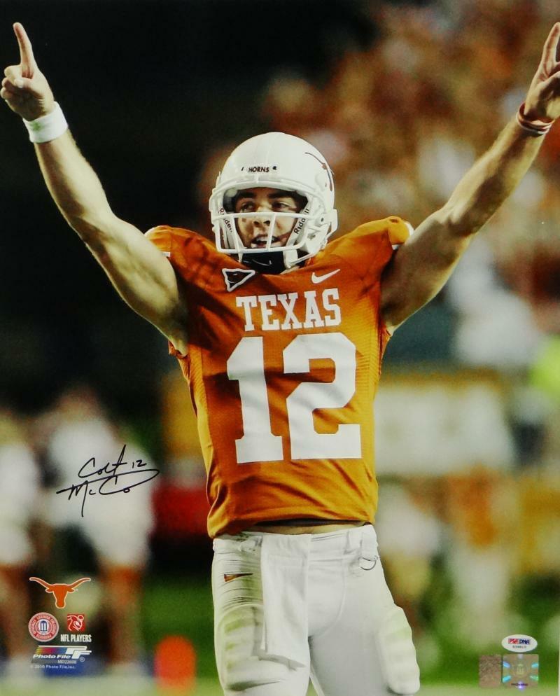 Colt McCoy Signed Texas Longhorns 16x20 Arms Up PF Photo Poster painting - PSA/DNA Auth *Black