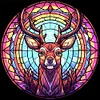 >SALE<5D DIY Full Round Drill Diamond Painting Stained Glass Deer Kit Decor 30x30cm