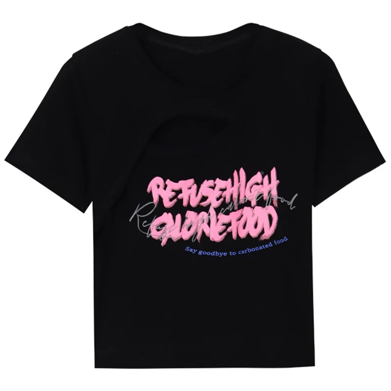 Brownm Brownm Girls Hollow Out Short T-Shirt Female Summer 2024 New Design Sense Slim Slim Short-Sleeved Student Jacket