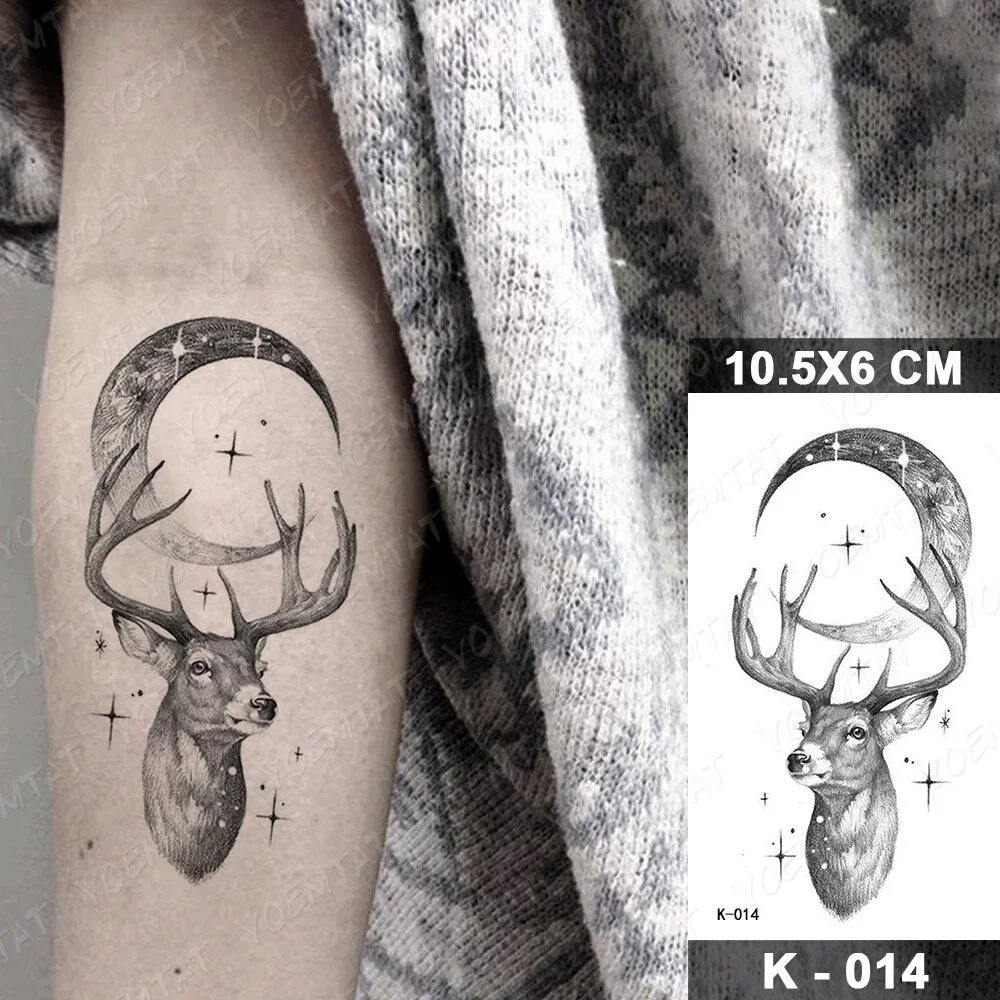 Waterproof Temporary Tattoo Sticker Small Moon Deer Star Mountain Flash Tatoo Forest Wrist Fake Tatto For Body Art Women Men