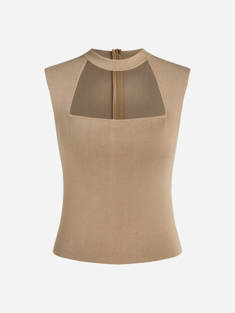 Square-Cut Collar Knitting Tank Tops