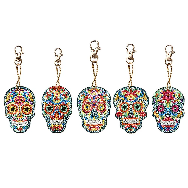 5Pcs Diy Full Drill Special Shaped Diamond Painting Skull Keychains Jewelry gbfke