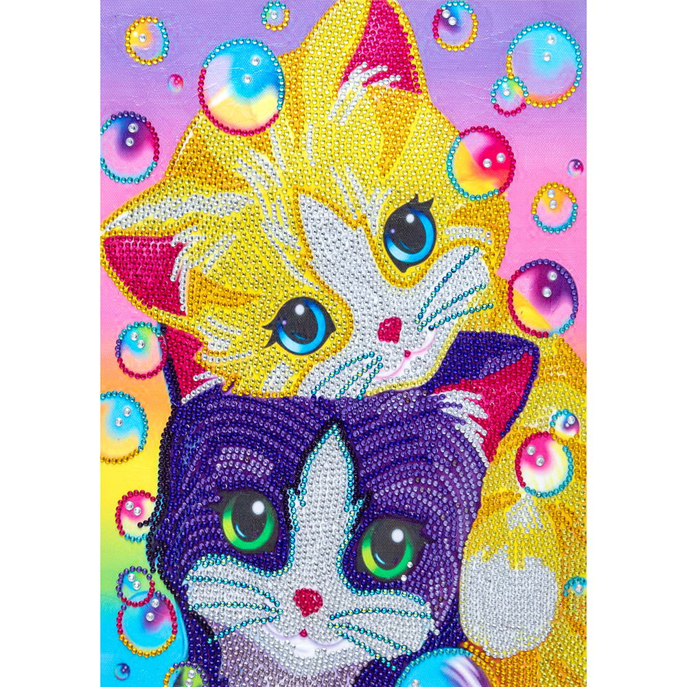 

30*40CM - Special Shaped Diamond Painting - Blue Yellow Cat, 501 Original