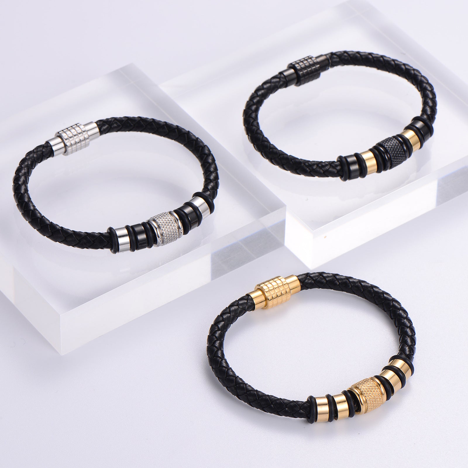 Cute & Edgy Men Irregular Rhombus Titanium Steel Electroplating Bracelets