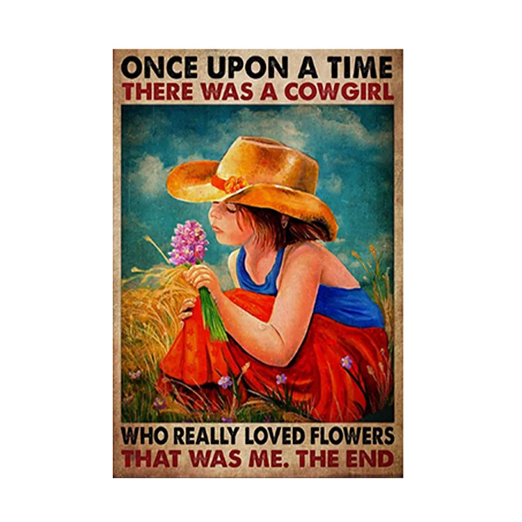 Cowgirl - enseigne vintage en étain - 7.9x11.8 & 11.8x15.7inch