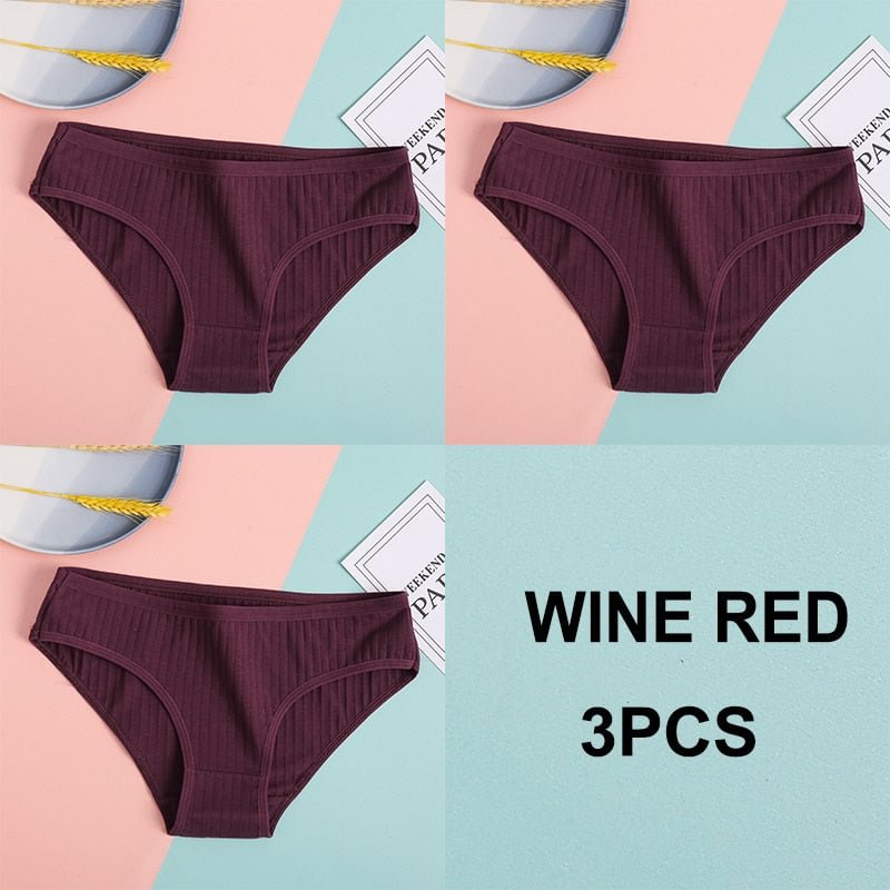3PCS Cotton Panties Women's Underwear Casual Solid Color Panties for Women Intimate Lingerie Sexy Briefs Female Underpants M-XL