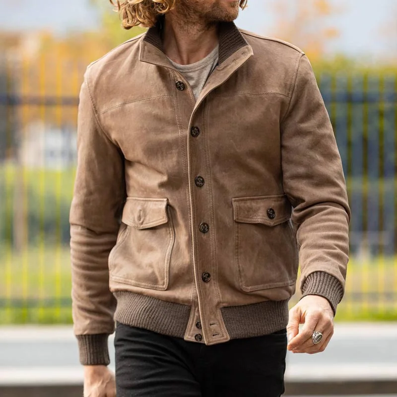 Winter Men's Slim Jacket Solid Color Fashion Lapel Coat