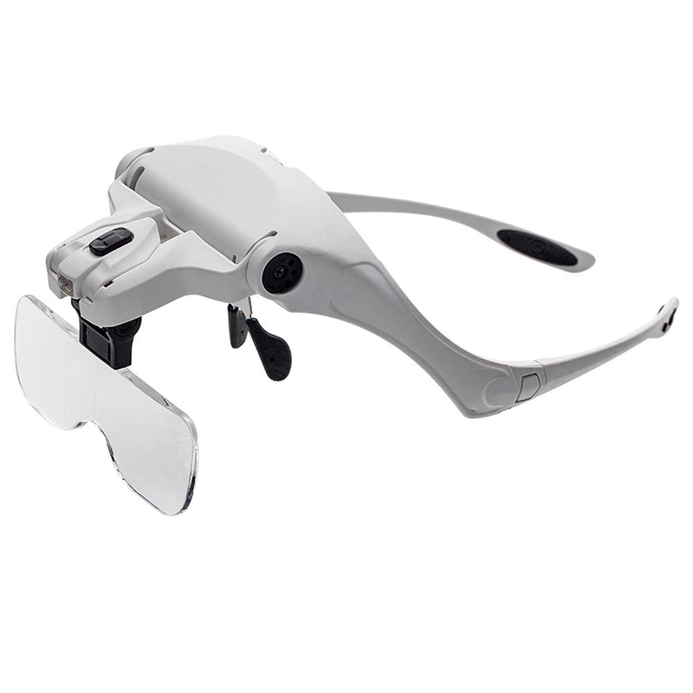 

Adjustable 5 Lens Loupe 2 LED Light Headband Magnifier Magnifying Glass, 501 Original