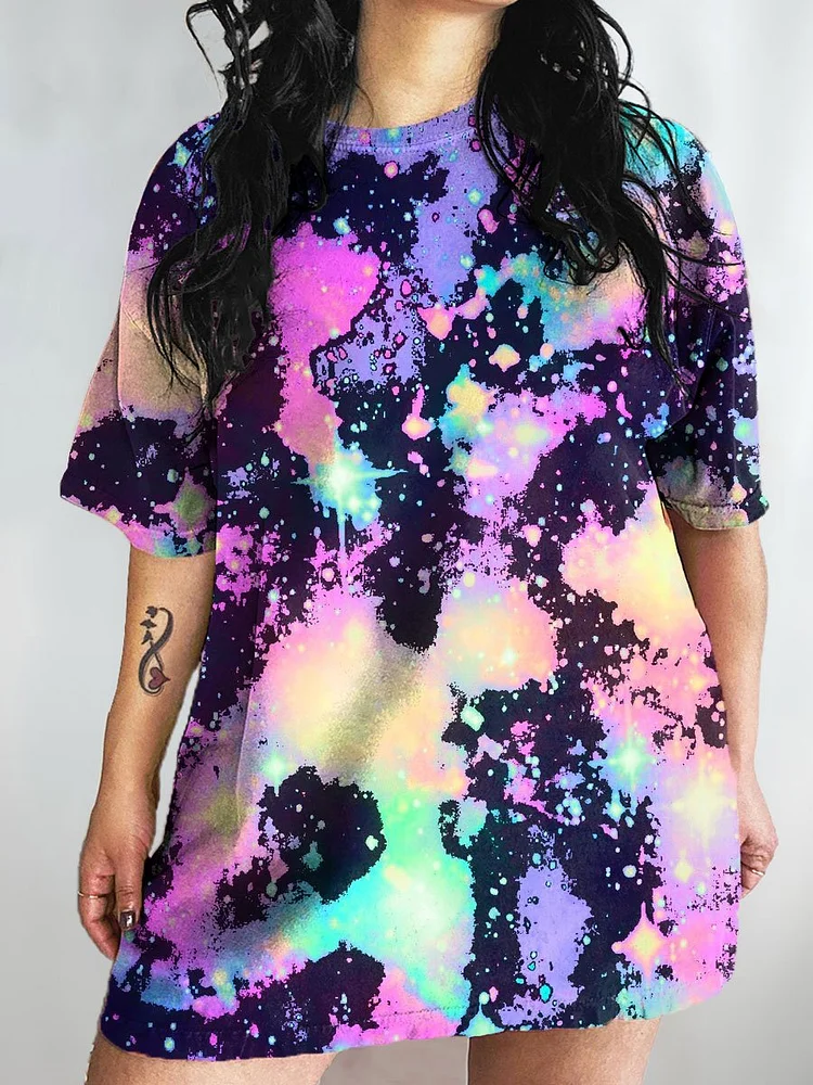 Women's Galaxy  Art Print Crew Neck Causl Shirt
