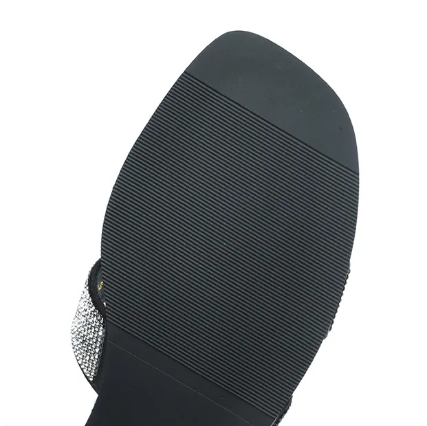 Women's Summer Square Open Toe Rhinestone Sparkling Flat Slippers-vocosishoes