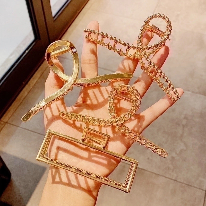 Simple Metal Catch Clip Large Shower Pearl Shark Clip