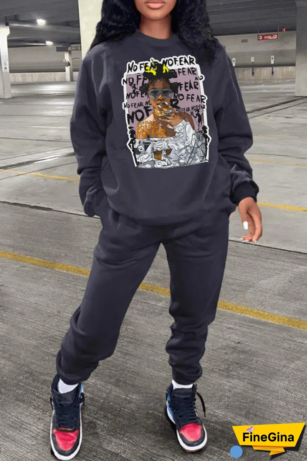 White Street Vintage Print Patchwork O Neck Tops