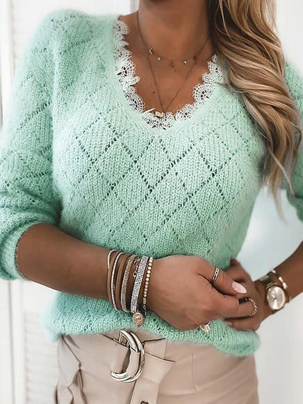 Regular Fit Lace Sweater S160- Fabulory