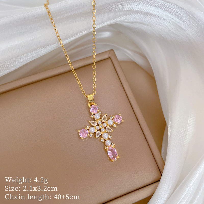 Copper Micro-Inlaid Necklace For Women Copper Micro-Inlaid Real Gold Electroplating Simple Ins Exquisite Clavicle Chain Neck Chain