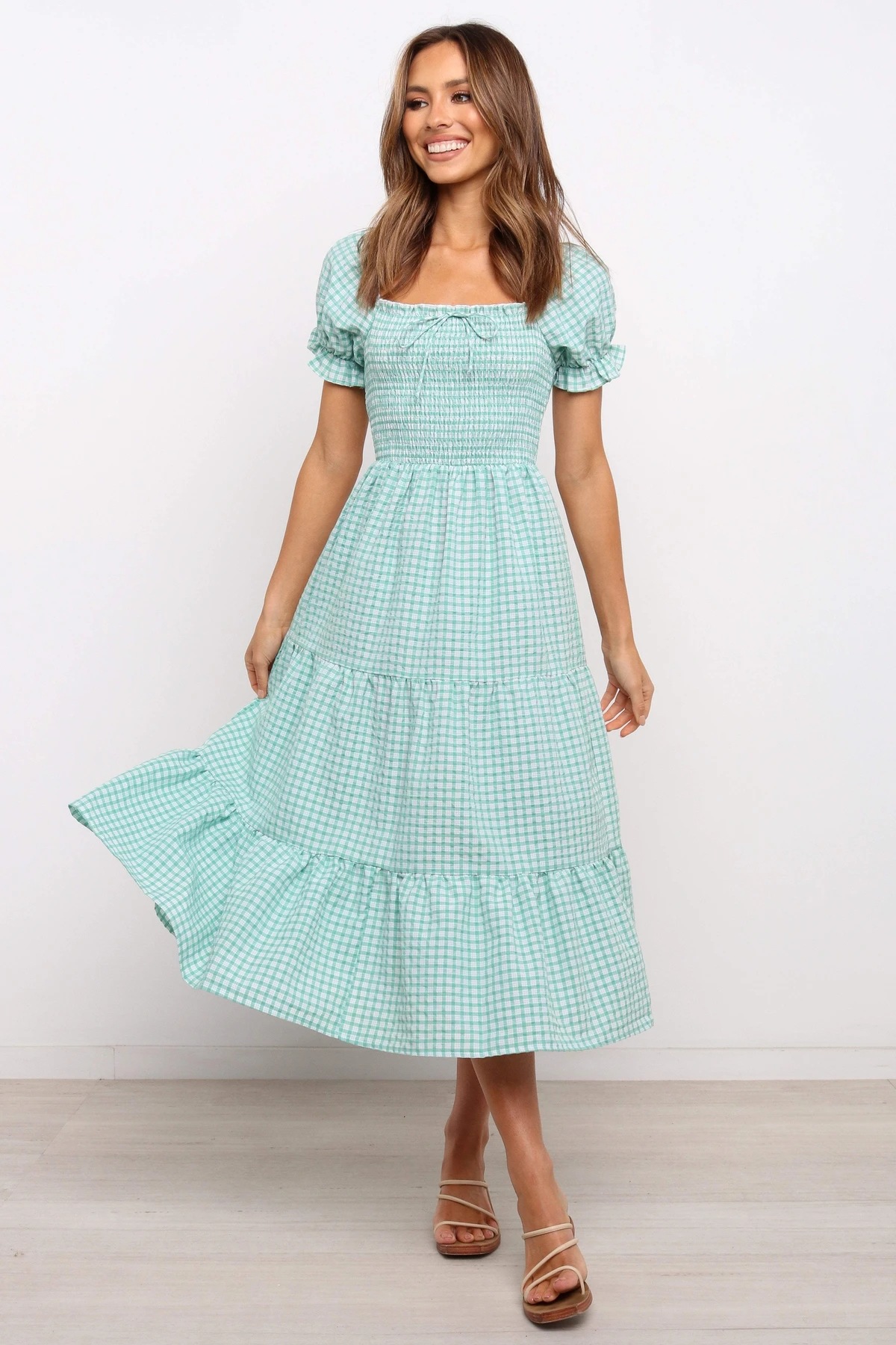  thdmladies Made To Admire Aloe Green Gingham Dress thedmladies