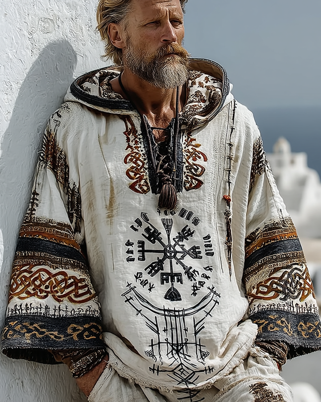 Men's Viking Compass 3D Embroidered Hooded Sweatshirt a93f