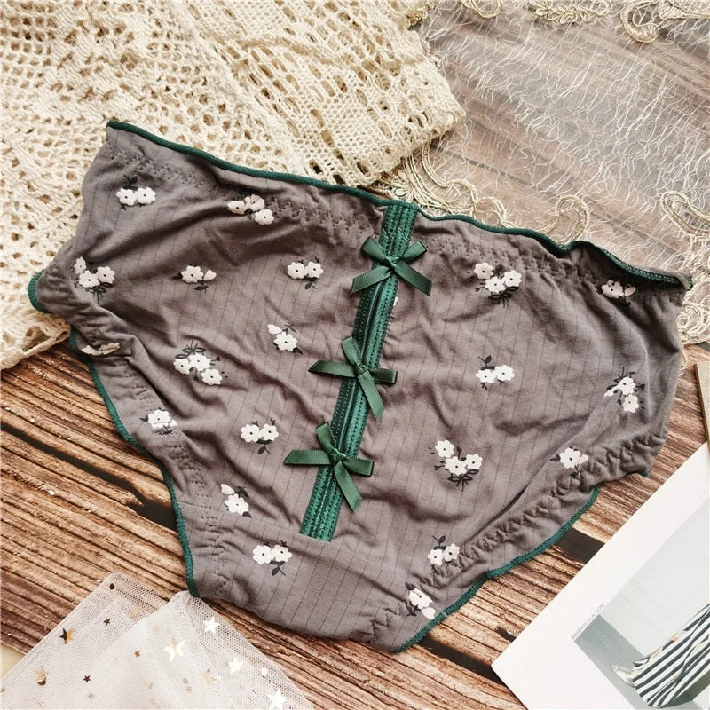 New Women's Cotton Underwear Fashion Contrast Color Hollow Out Bow Briefs Low Waist Seamless Comfort Panties Sexy Lingerie