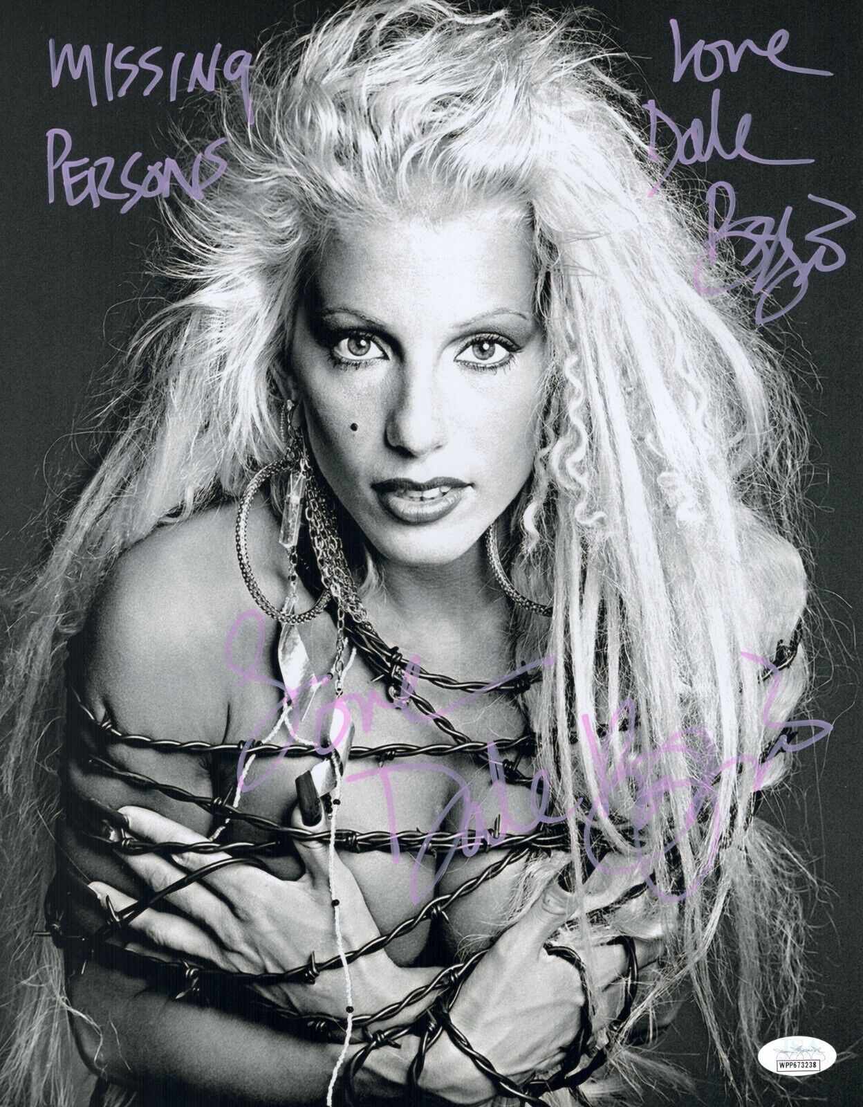 DALE BOZZIO Signed 11x14 Photo Poster painting MISSING PERSONS Lead Singer Autograph JSA COA WPP