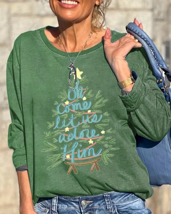 Oh Come Let Us Adore Him Christmas Top-