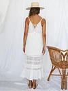 Solid Color Split-Joint Lace Condole Belt Maxi Dresses