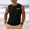 Men's Vintage Papa Father's Day Surfing Graphic Print Round Neck Sleeveless Tank Top by Inlyline