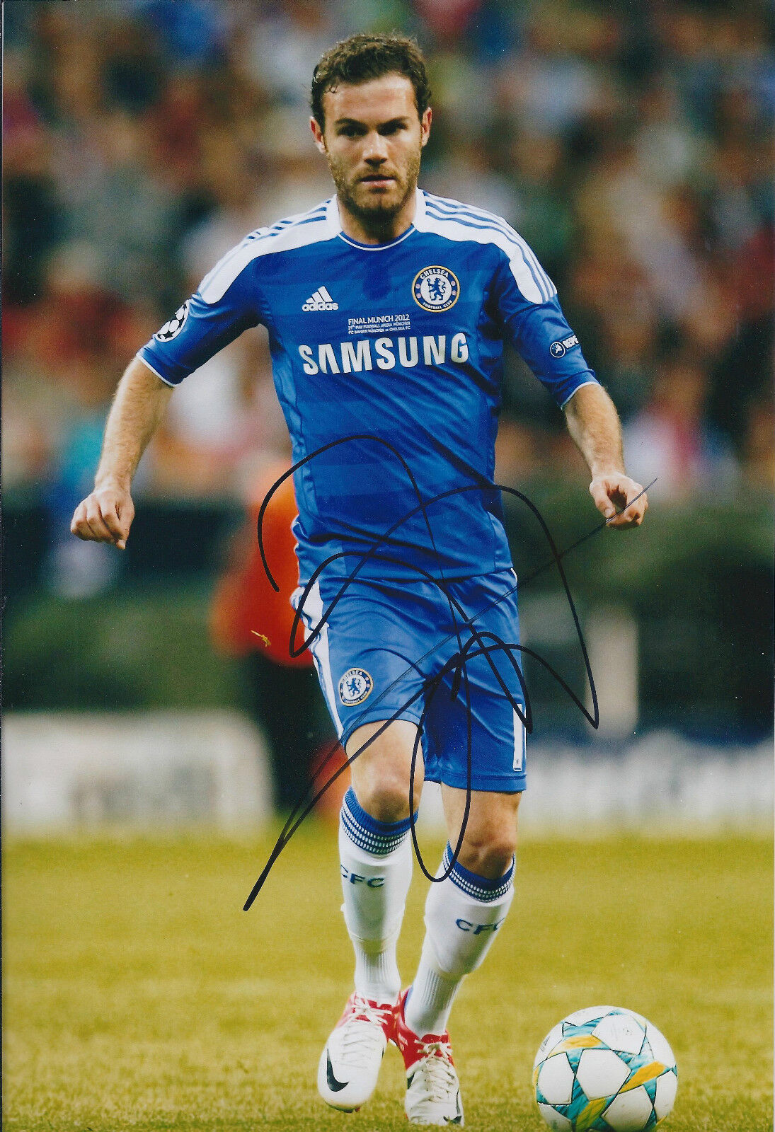 Juan MATA SIGNED Autograph CHELSEA FC 12x8 Photo Poster painting AFTAL Champions League