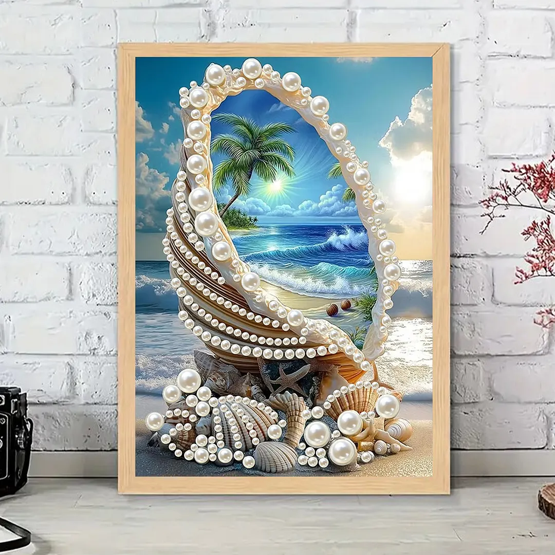 Pearl Diamond Painting Seascape Art 11.81x15.75in