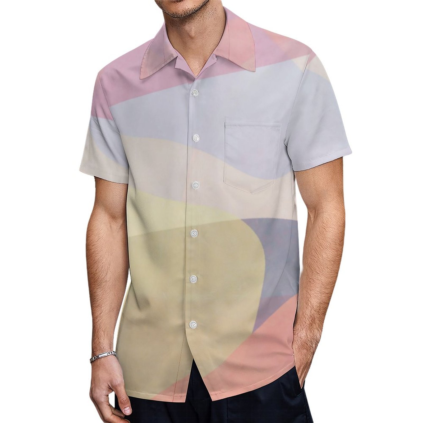 Abstract Watercolor Pastel Artwork Hawaiian Shirt Mens Button Down Plus Size Tropical Hawaii Beach Shirts