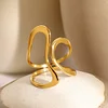 Unique Curving Shape 18K Golden Ring