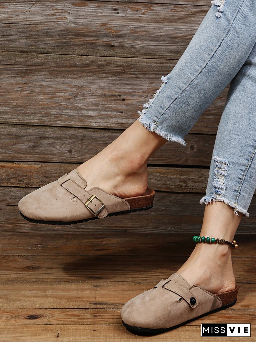 Solid Color Vintage Casual Mules