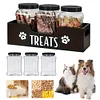 Wooden Pet Snack Storage Box with 3 Plastic Treat Jar Dog Food Storage Holder