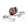 Red Rose Flower Ring  925 Sterling Silver 
