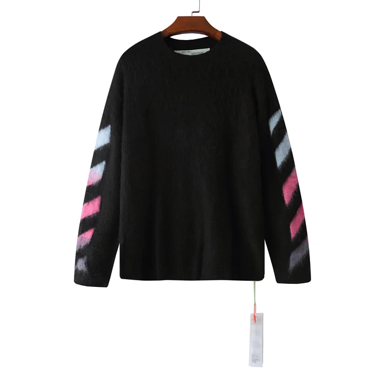 Off White Sweater Off Arrow Purple Loose Gradient Men's and Women's Sweaters