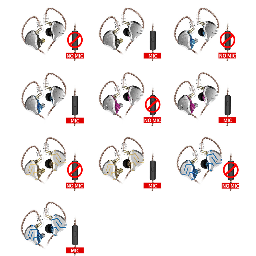 

KZ ZS10 Pro Earphone 3.5mm Wired HiFi Earbuds Noise Reduction Music Headset, Black without mic, 501 Original